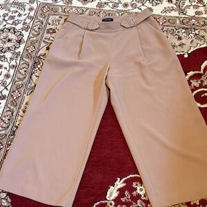 Chic Tan Wide-Leg Pants with Belt Detail